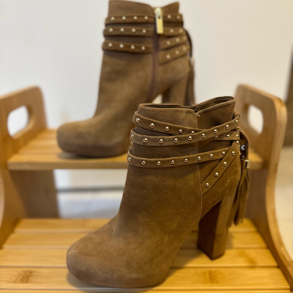 Jessica Simpson suede booties with tassel detail